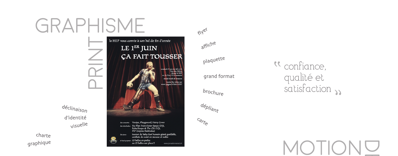 graphisme print: flyer, affiche, plaquette, grand format, brochure, dépliant, carte, charte graphique, déclinaison d'identité visuelle